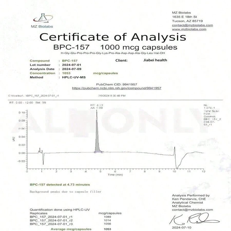 BPC-157 Supplement 1000mcg for Tissue Repair & Joint Health -60 Capsules
