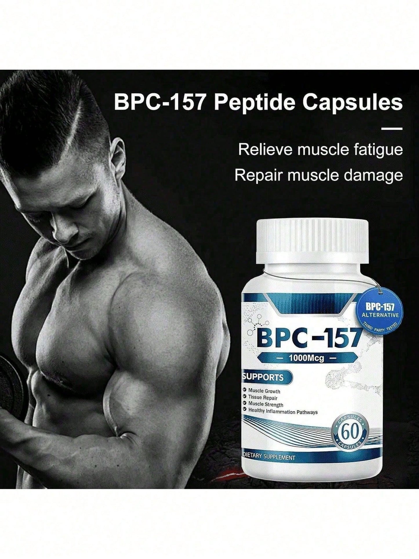 BPC-157 Supplement 1000mcg for Tissue Repair & Joint Health -60 Capsules