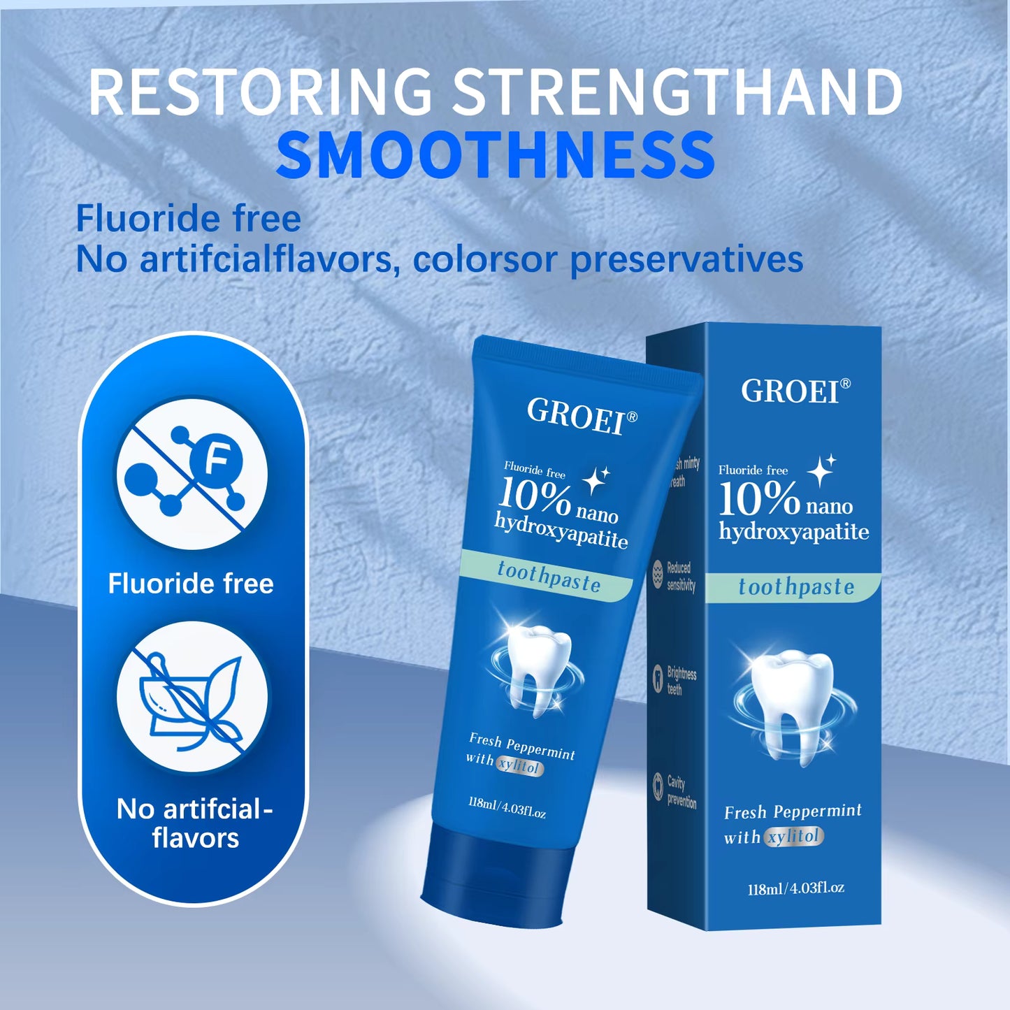 10% Nano Hydroxyapatite Toothpaste - Fluoride Free, Xylitol Toothpaste