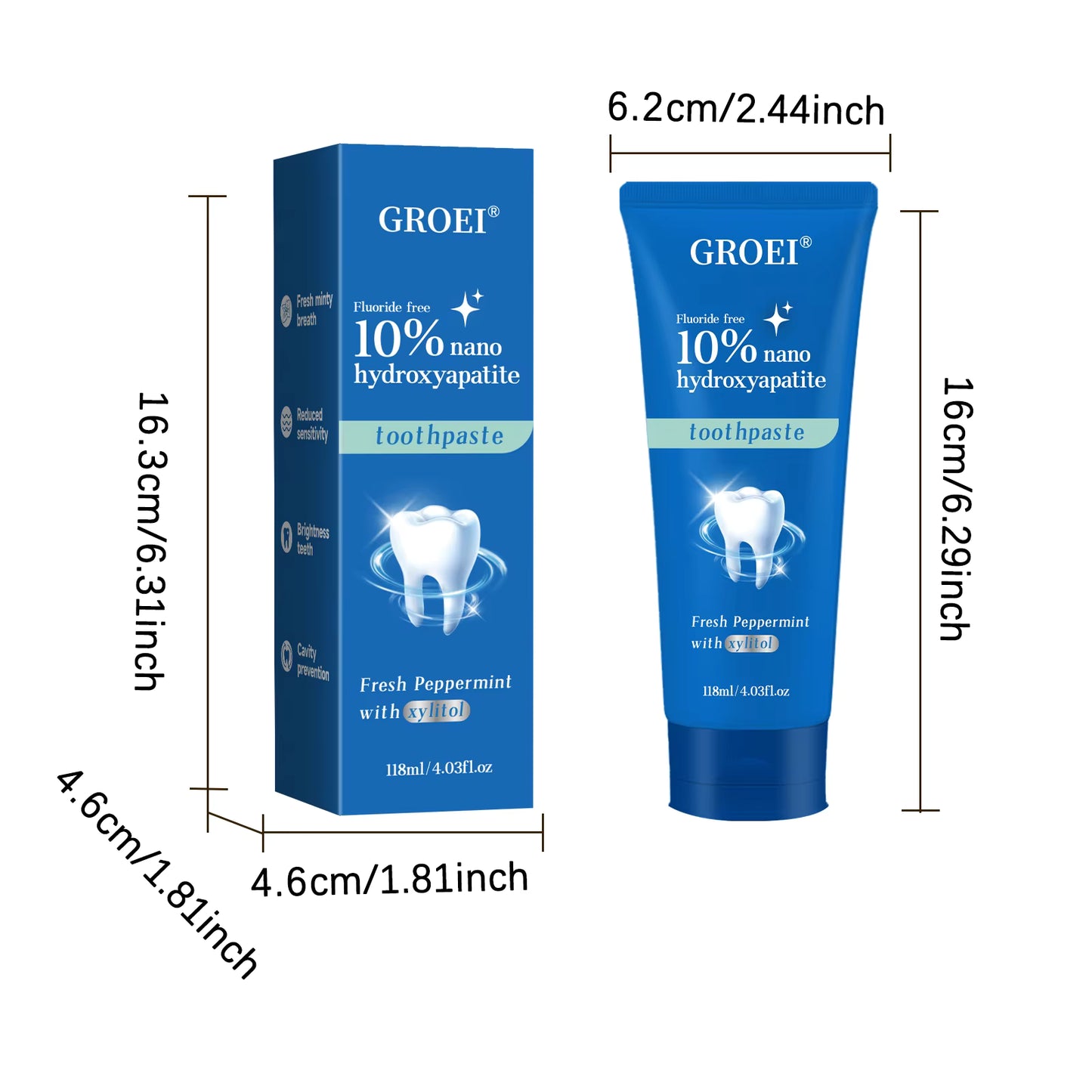 10% Nano Hydroxyapatite Toothpaste - Fluoride Free, Xylitol Toothpaste